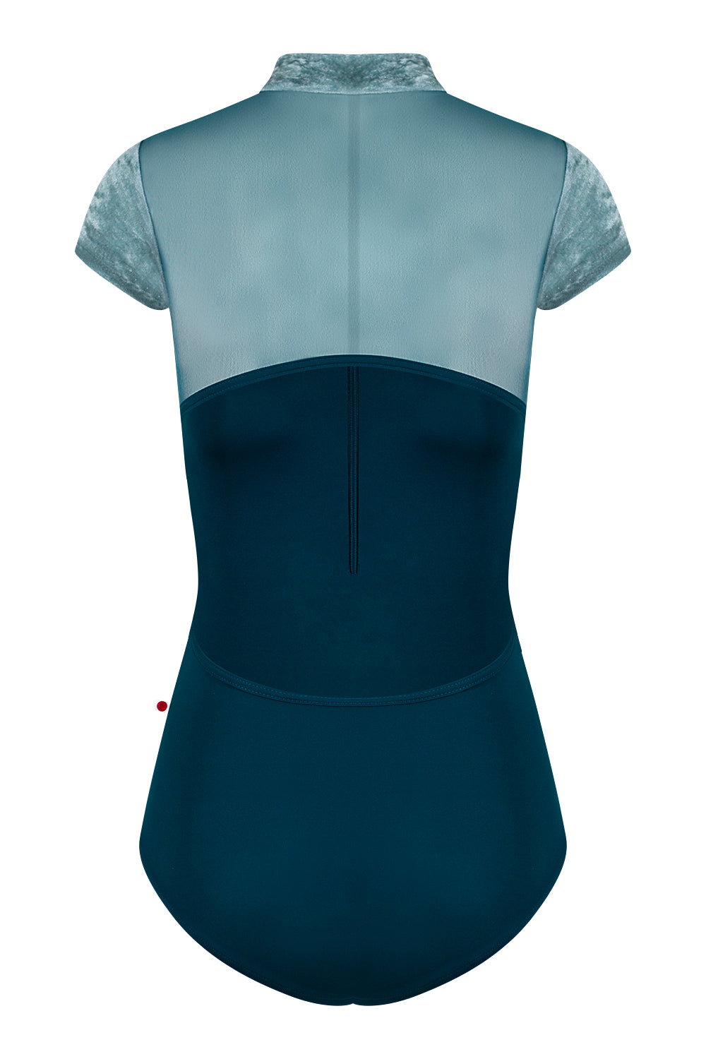 Charlotte leotard in T-Zenith body color with Mesh Lagoon top color, CV-Ice short sleeves & collar color and T-Zenith trim color