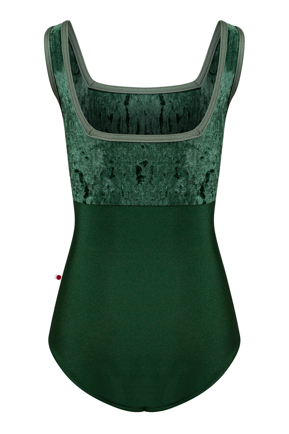 Kids Marieke leotard in N-Huntress body color with CV-Pine top color and N-Sage trim color