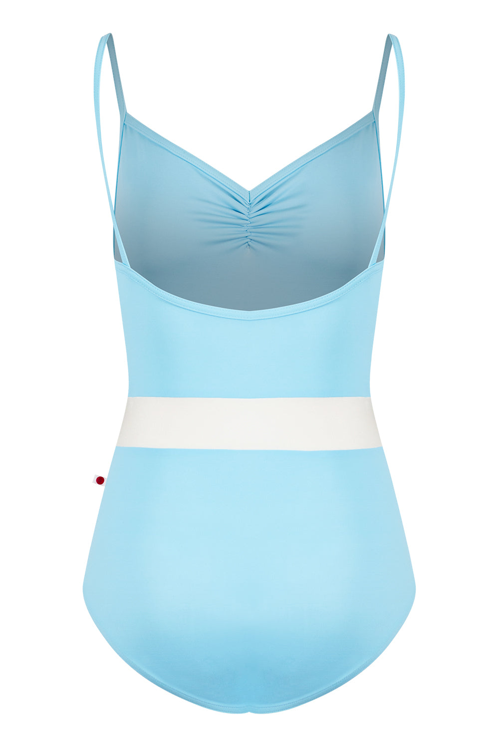 Micah leotard in T-Pool body & top color with N-Antique middle band color and T-Pool trim color