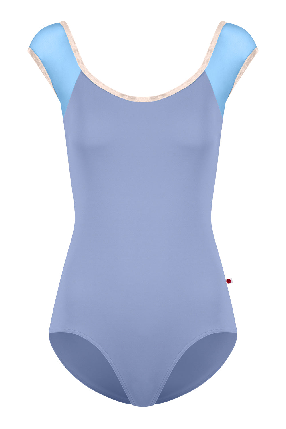 Kids Wendy leotard in T-Paradise body color with Mesh Glacier top color and CV-Misty Rose trim color