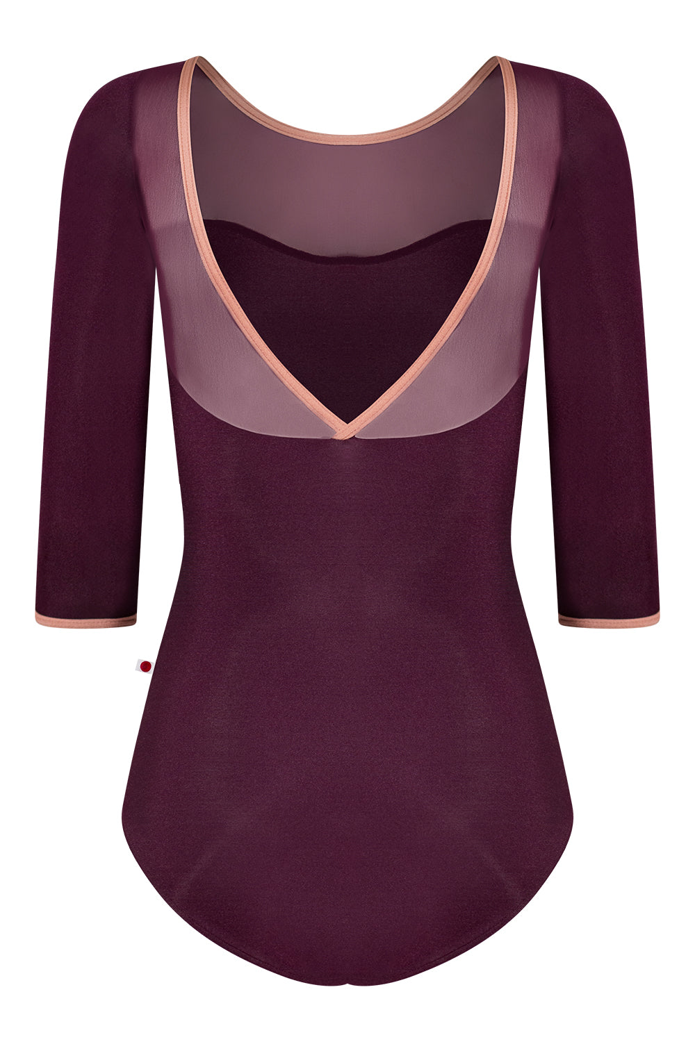 Jane 3q sleeves leotard in N-Opera body color with Mesh Opera top color and N-Rosewood trim color