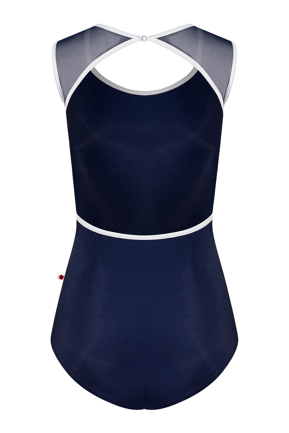 Lauren leotard in N-Dark Blue body color with Mesh Dark Blue top color and T-White trim color