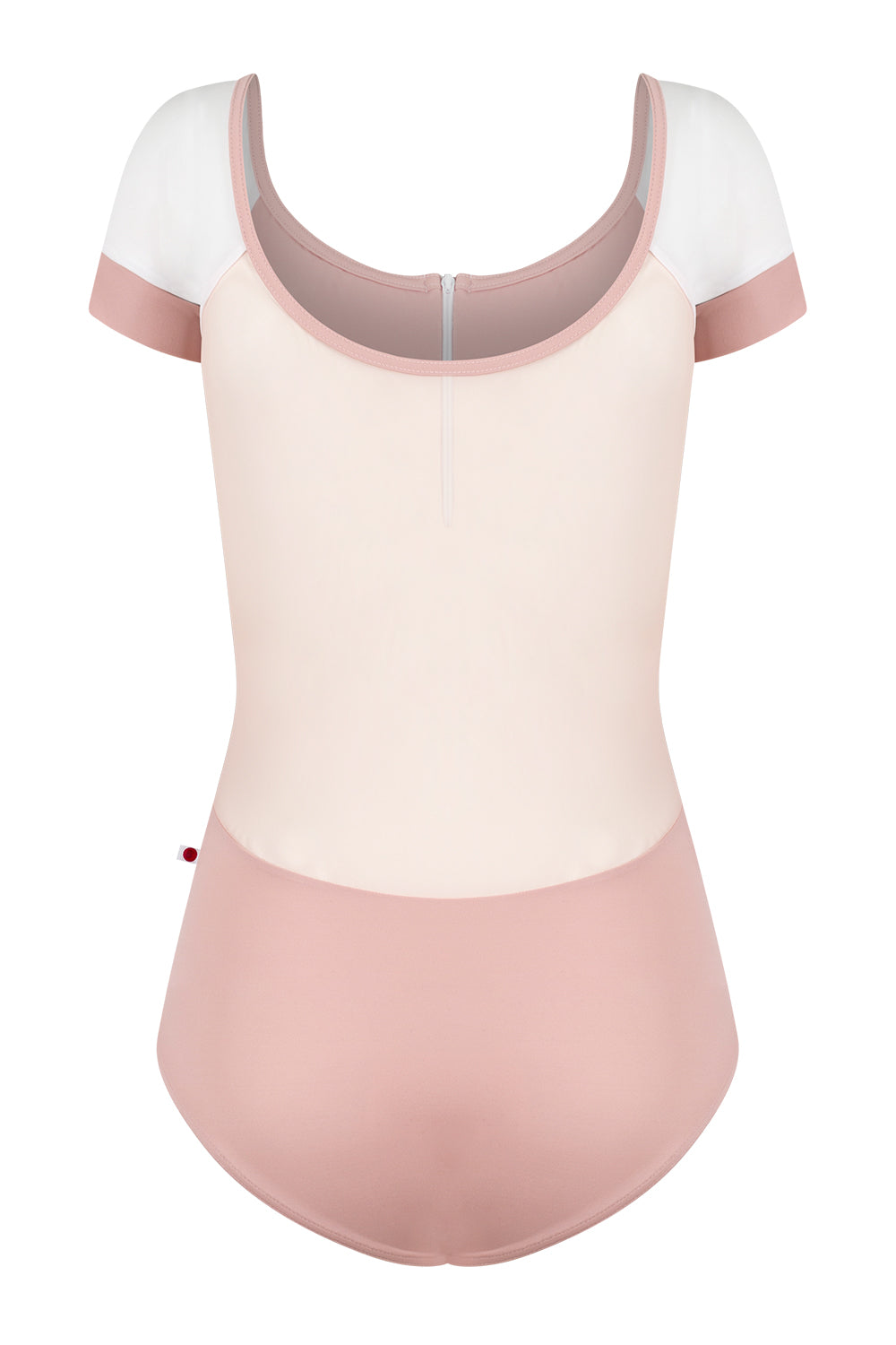 Chloe leotard in T-Petal body color with Mesh Blush top color, T-White sleeves and zipper & T-Petal trim color