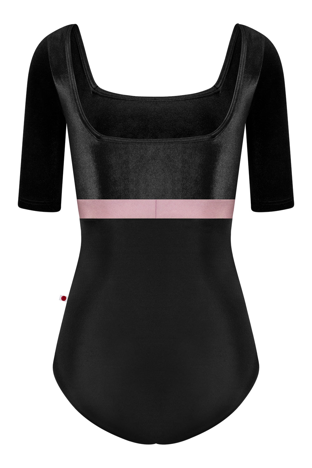 Marieke Variation 1 leotard in T-Black body color with V-Black top & trim color and N-Magic middle band color. V-Black half sleeves