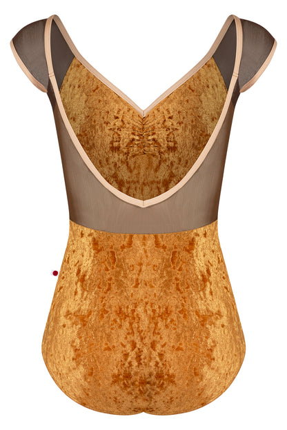 Elli leotard in CV-Bling body & top color with Mesh Tone 6 cap sleeve color and N-Base trim color