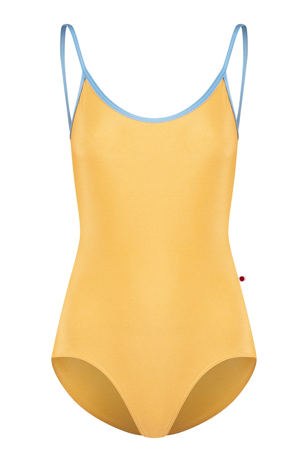 Fiona leotard in N-Daffodil body color with Mesh White top color and N-Moontide trim color