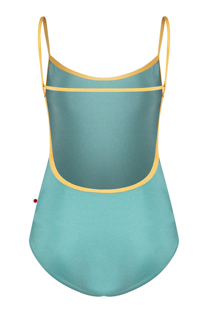 Tamara leotard in N-Cactus body color with N-Daffodil trim color