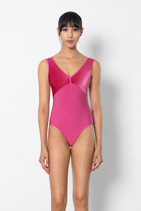 Alicia leotard in N-Waltz body color with V-Peony top color, Mesh Rose back and N-Waltz trim color