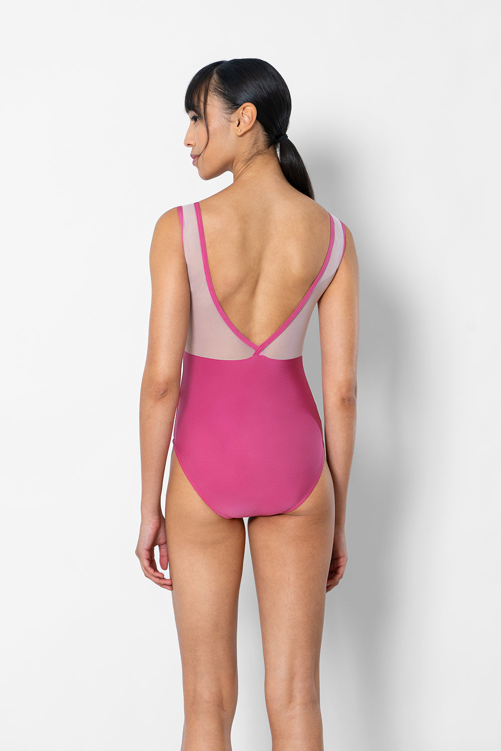 Alicia leotard in N-Waltz body color with V-Peony top color, Mesh Rose back and N-Waltz trim color