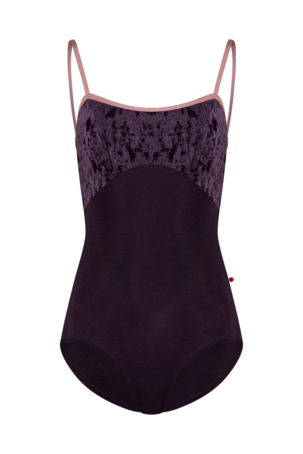 Denise leotard in N-Eggplant body color with CV-Eggplant top color and N-Antique Rose trim color