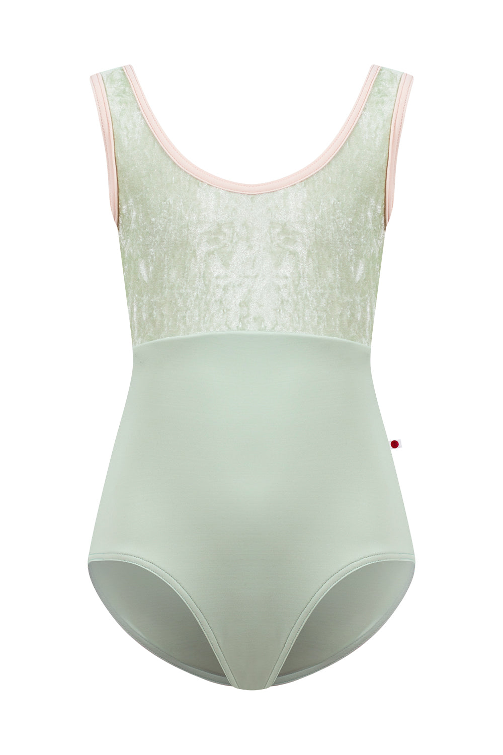 Kids Anna Duo leotard in T-Pistachio body color with CV-Pistachio top color and T-Misty Rose trim color