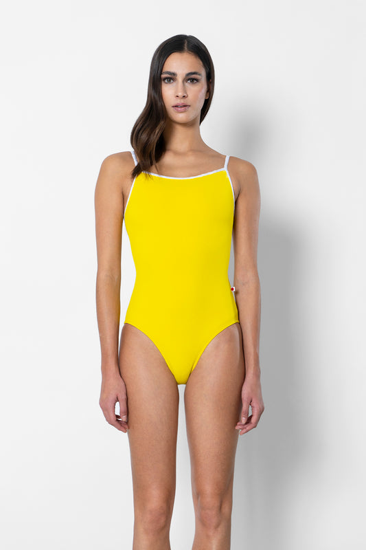 Daniela leotard in T-Buttercup body color with CV-White trim color