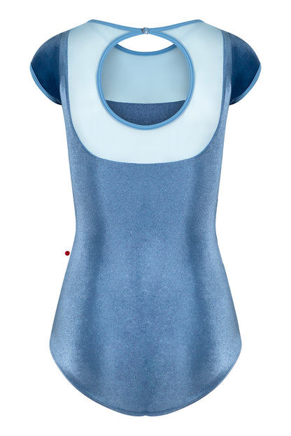 Cynthia leotard in V-Ocean body color, Mesh Glacier top color and T-Bluebell trim color
