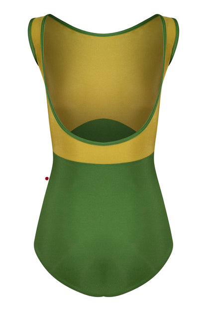 Sofiane Duo leotard in N-Lucky body color with N-Cricket top color and N-Lucky trim color