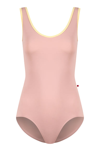 Veronique leotard in T-Petal body color with T-Vanilla trim color