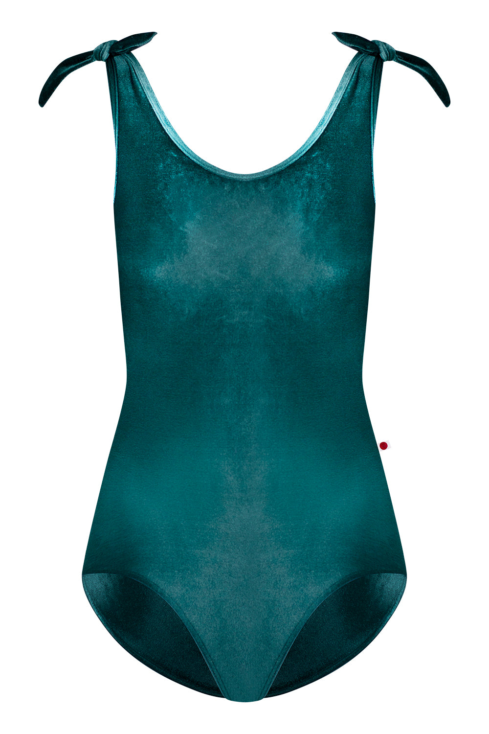 Veronique leotard in V-Orbit body & trim color with matching shoulder bows