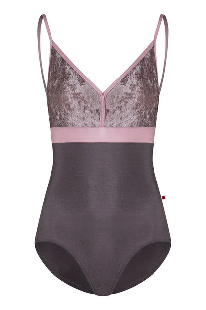 Zoe leotard in N-Shadow body color with CV-Phantom top color, N-Magic middle band & trim color