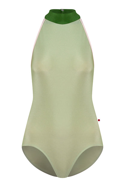 Noe leotard in N-Ginko body color with T-Misty Rose trim color and N-Lucky collar color