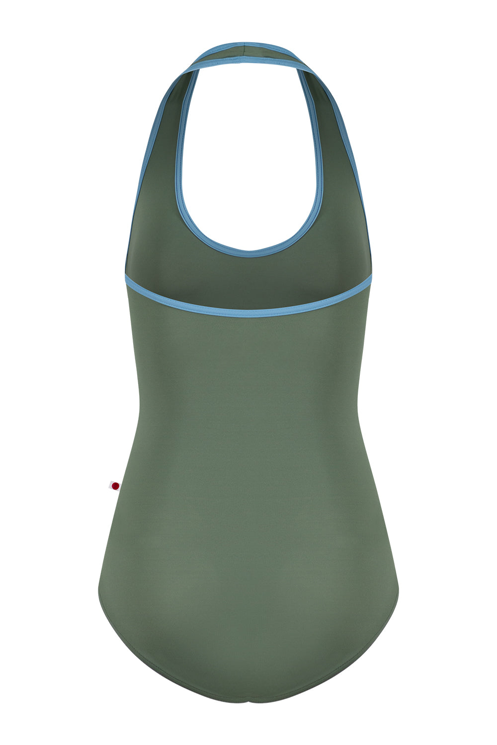 Jaione leotard in T-Sage body color with T-Bluebell trim color