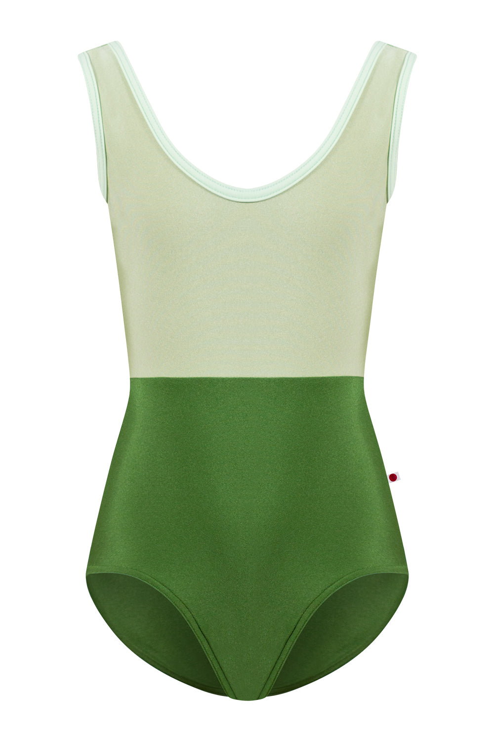 Kids Anna Duo leotard in N-Lucky body color with N-Ginko top color and T-Pistachio trim color