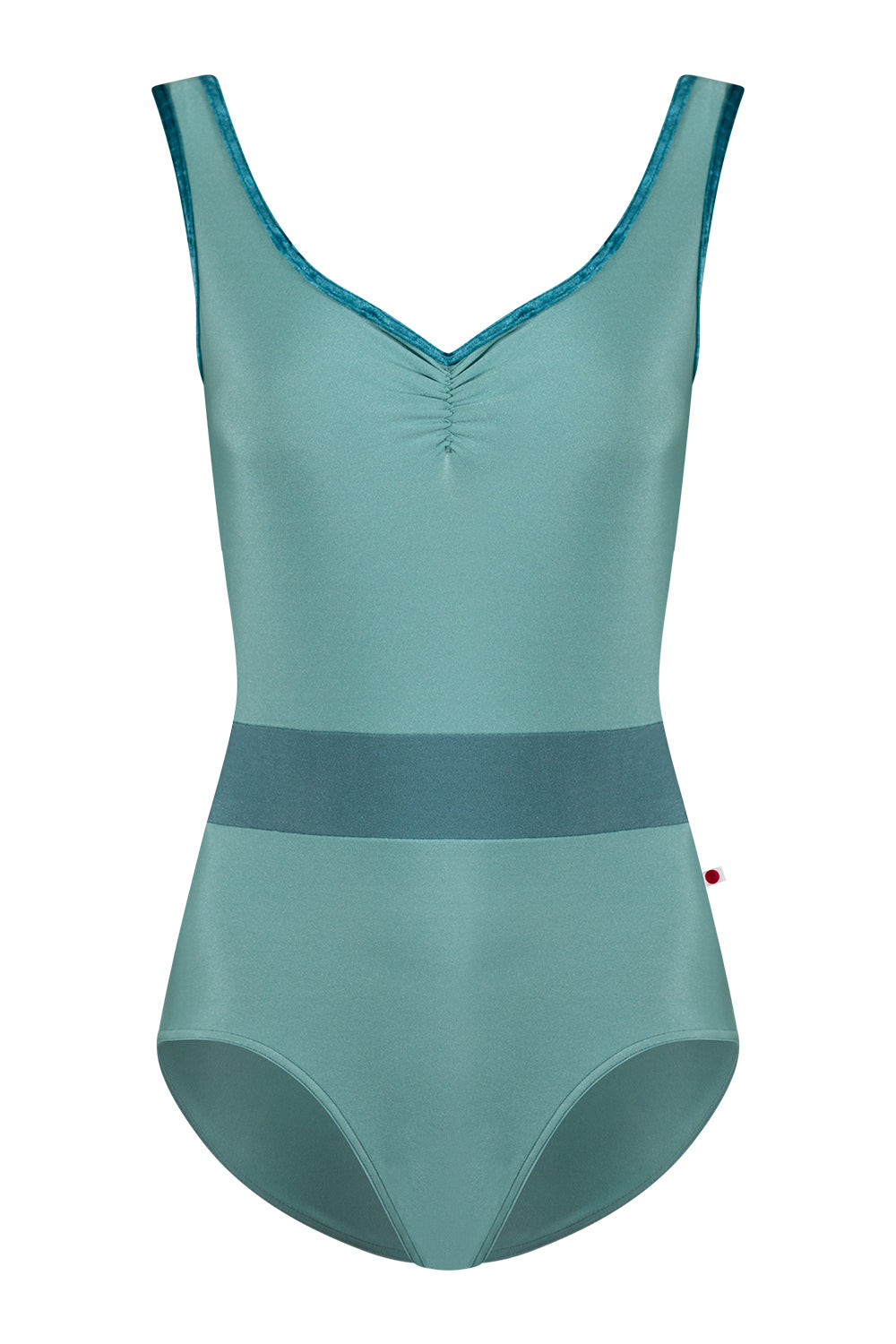 Lucy leotard in N-Cactus body & top color with CV-Juniper trim color and N-Frost middle band color