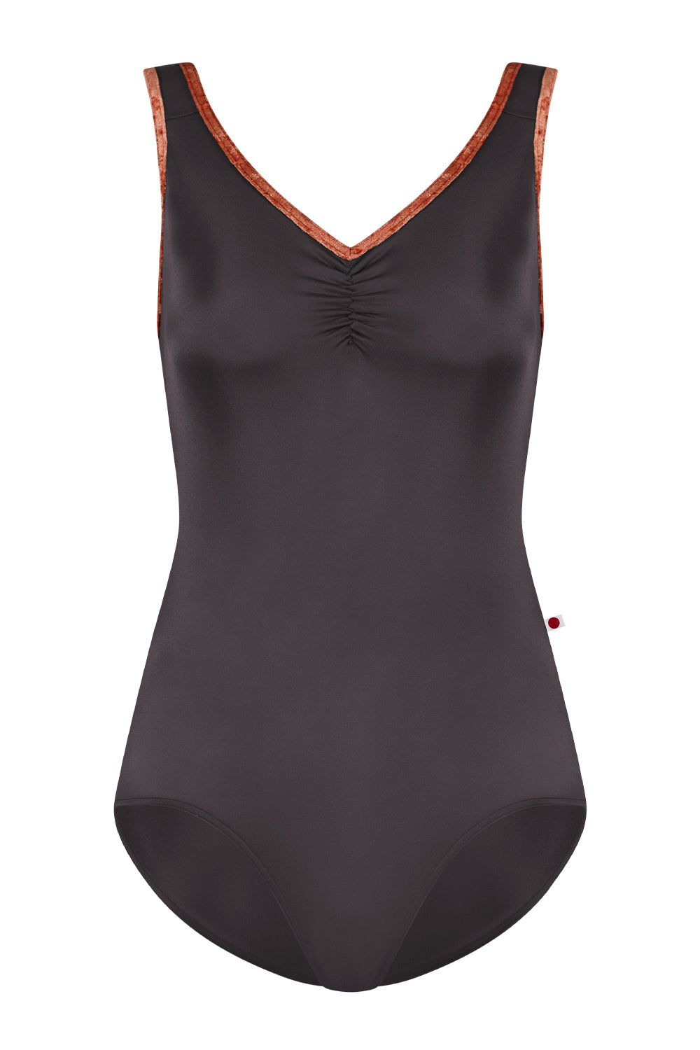 Tiffany leotard in N-Shadow body color with CV-Amaretto trim color