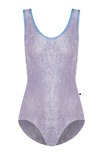 Veronique leotard in CV-Angelic body color with N-Moontide trim color