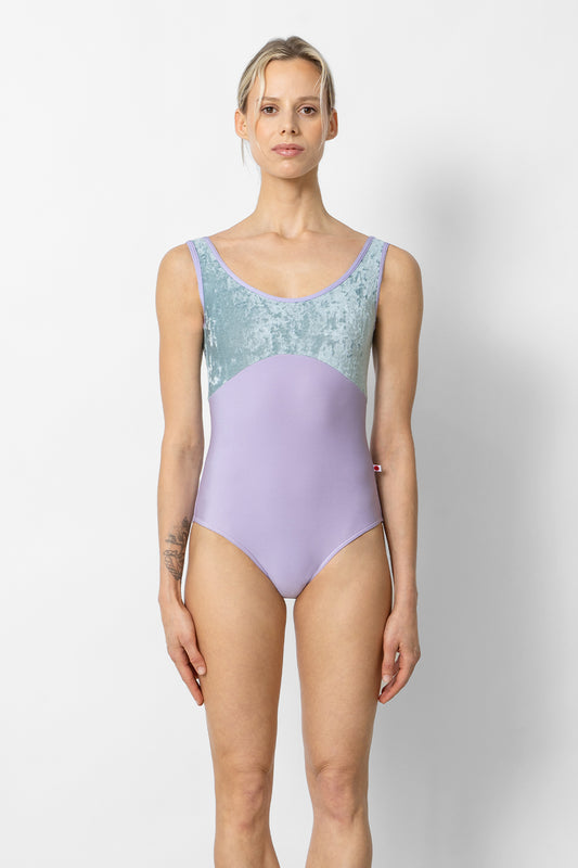 Anna Duo leotard in N-Poem body color with CV-Ice top color and N-Poem trim color