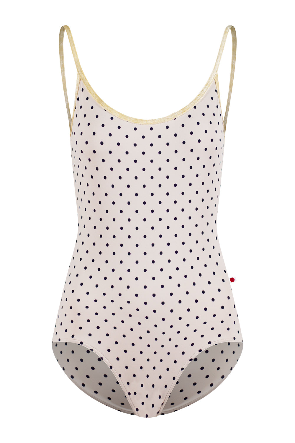 Fiona leotard in T-Polka Dot body color with Mesh Vanilla top color and CV-Vanilla trim color