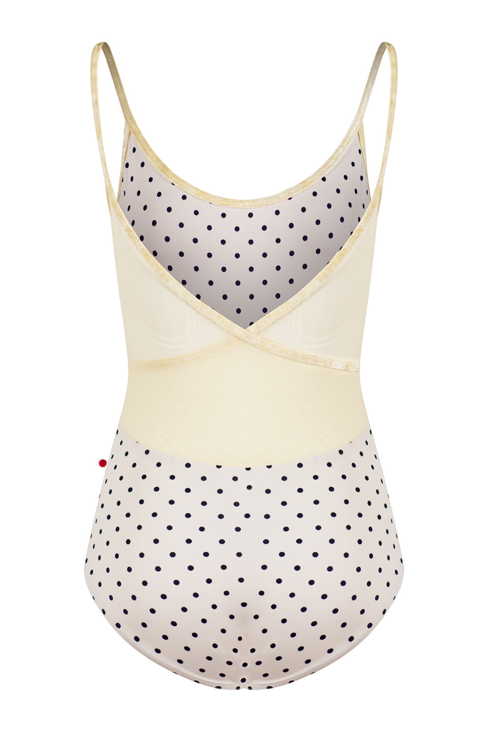 Fiona leotard in T-Polka Dot body color with Mesh Vanilla top color and CV-Vanilla trim color