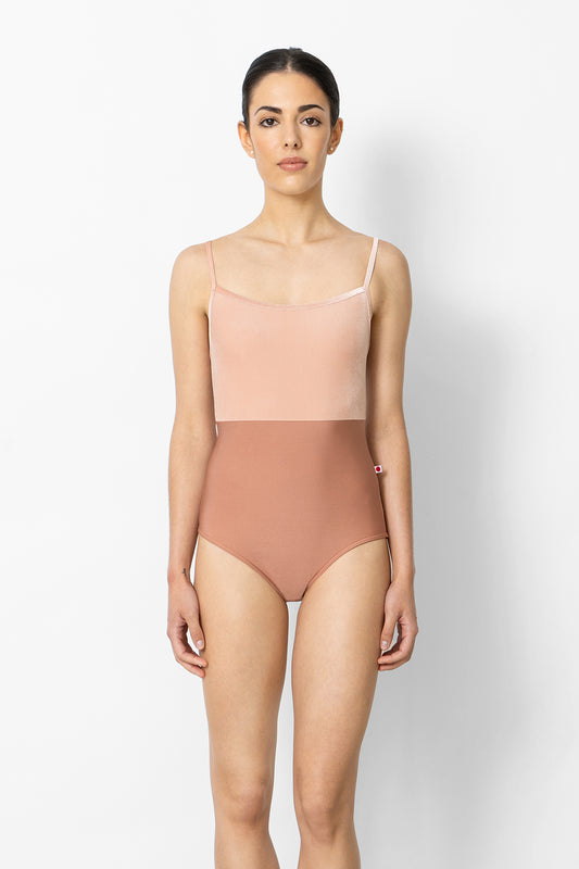 Daniela Duo leotard in N-Rosewood body color with V-Blush top color and V-Blush trim color