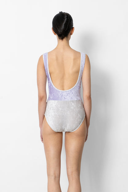 Didi leotard in CV-Silver body color with CV-Angelic top color, CV-Ice middle band color and CV-Silver trim color
