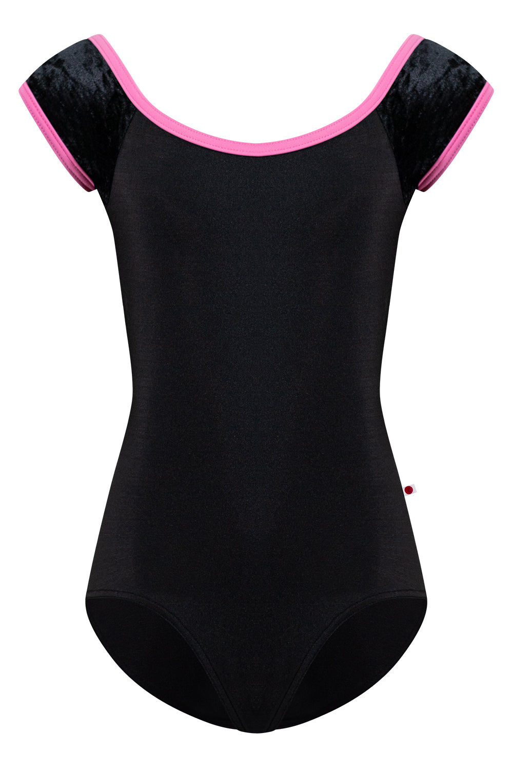 Kids Wendy leotard in N-Black body color with CV-Black sleeve color and T-Aurora trim color