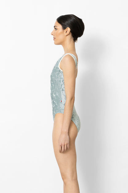 Gina leotard in CV-Ice body color with N-Antique trim color
