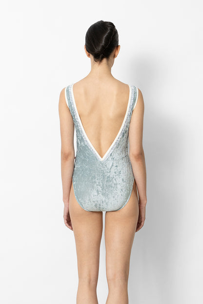 Gina leotard in CV-Ice body color with N-Antique trim color
