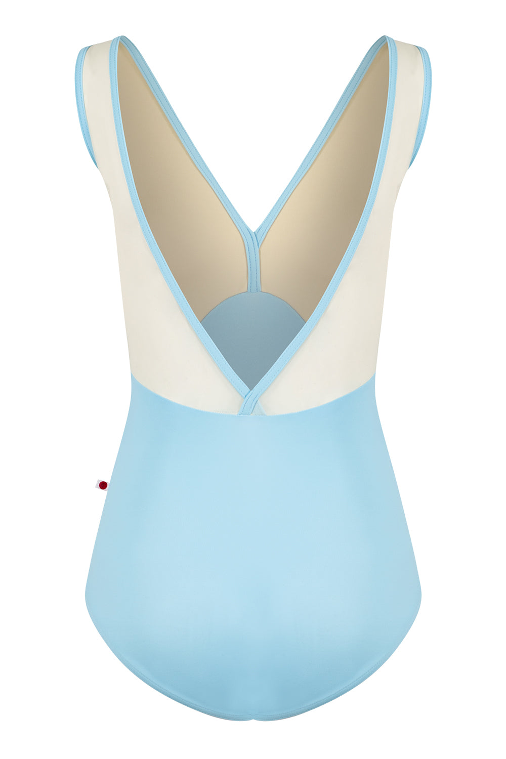 Alicia leotard in T-Pool bottom color with T-Vanilla top color, Mesh Vanilla and T-Pool trim color