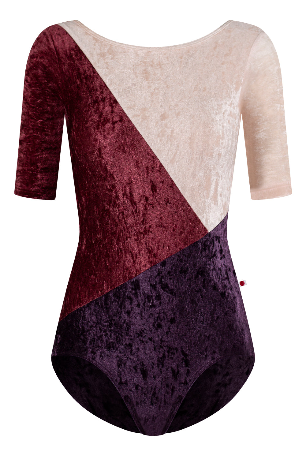 Linear leotard in CV-Eggplant body color with CV-Garnet and CV-Misty Rose top colors