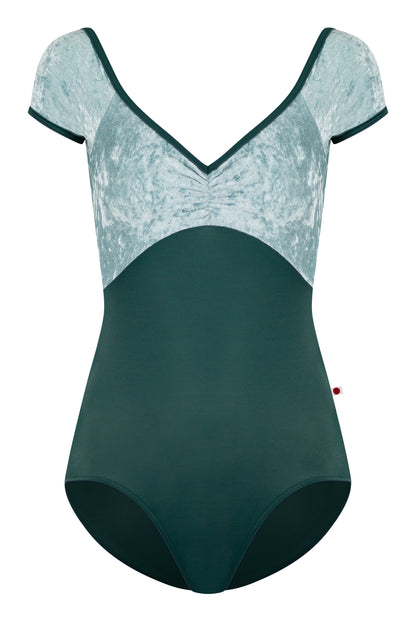 Elli leotard in T-Kale body color with CV-Ice top color & Half Sleeves and T-Kale trim color