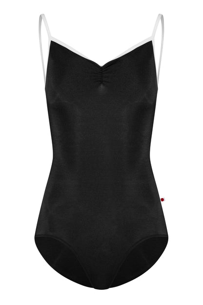 Daniela pinch leotard in N-Black body color with T-White trim color