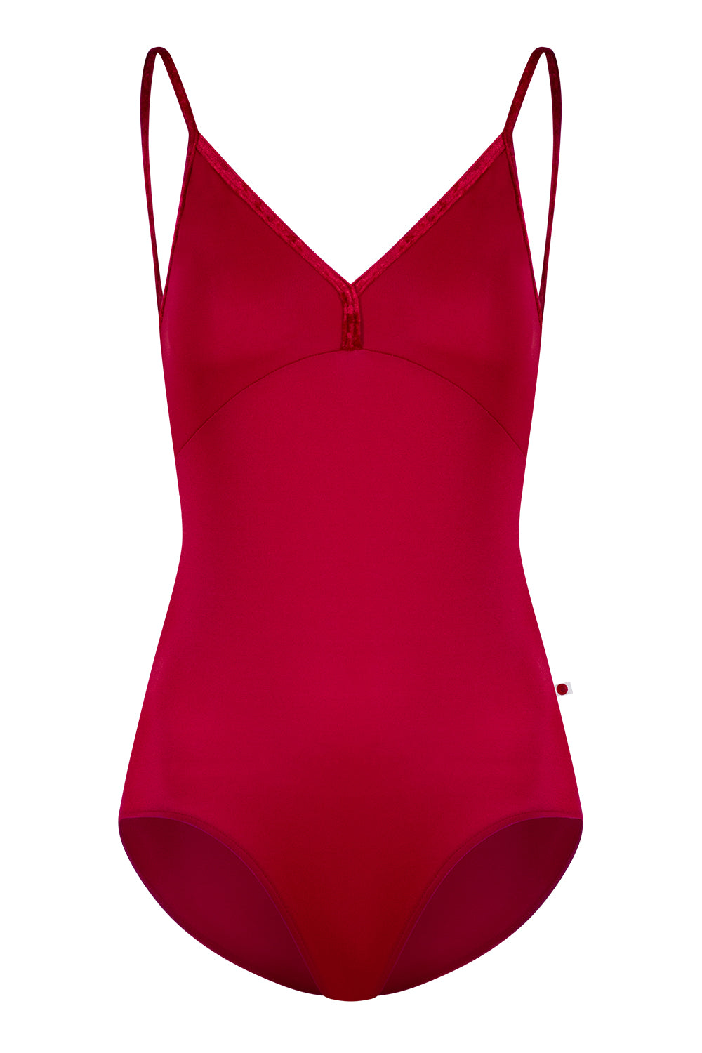 Daria leotard in T-Babylon body &amp; top color with CV-Dark Red trim color