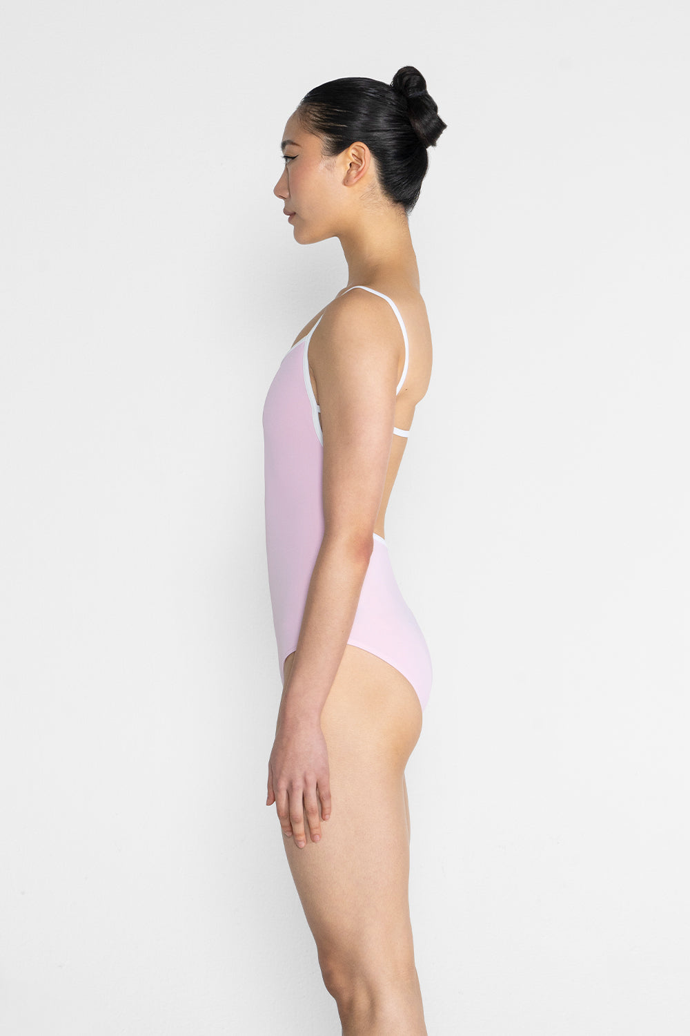 Tamara leotard in T-Rose body color with T-White trim color