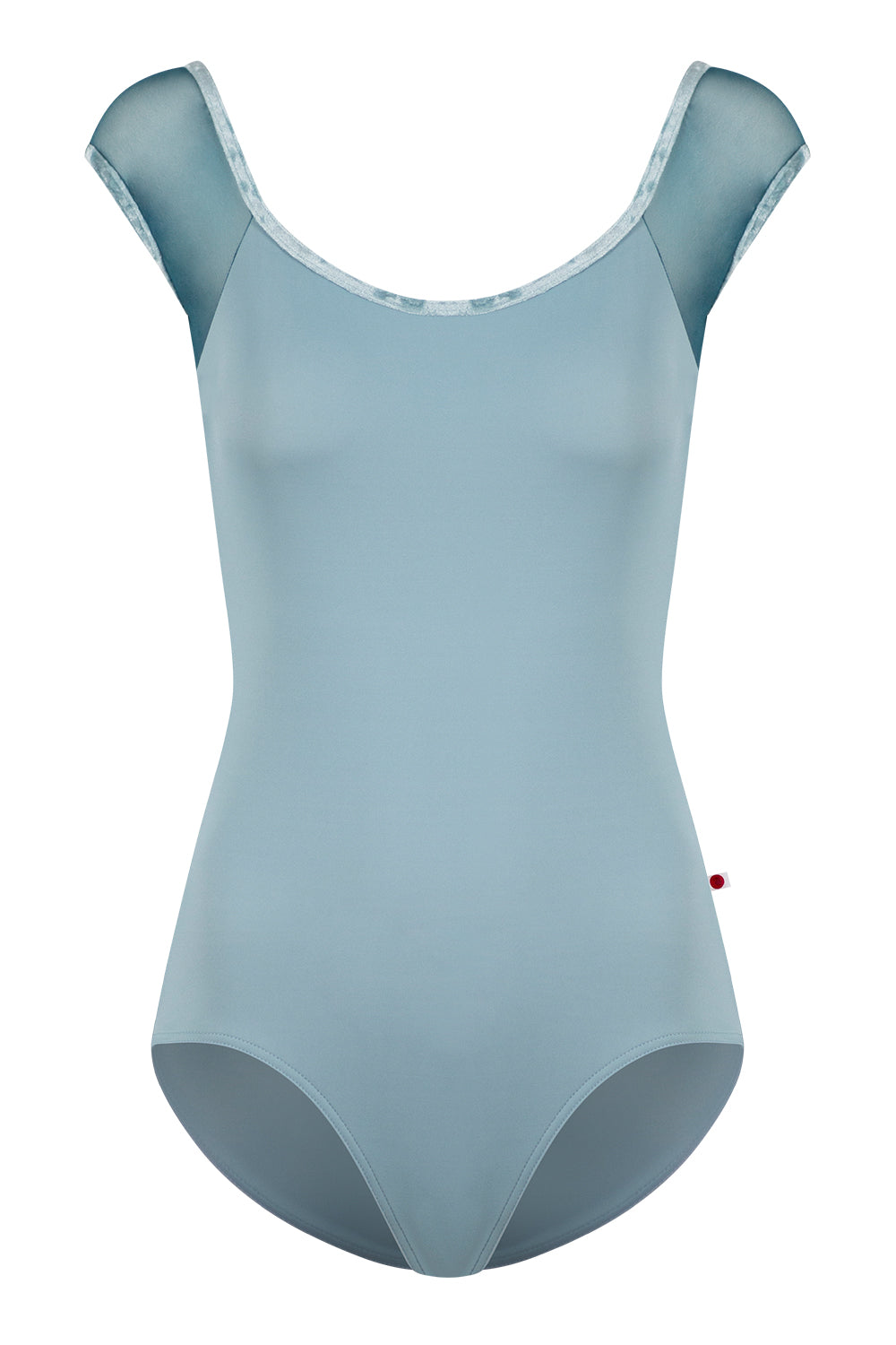 Wendy leotard with cap sleeves in T-Fog body color with Mesh Lagoon top color and CV-Ice trim color