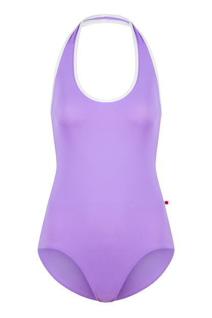 Jaione leotard in T-Iris body color with T-White trim color