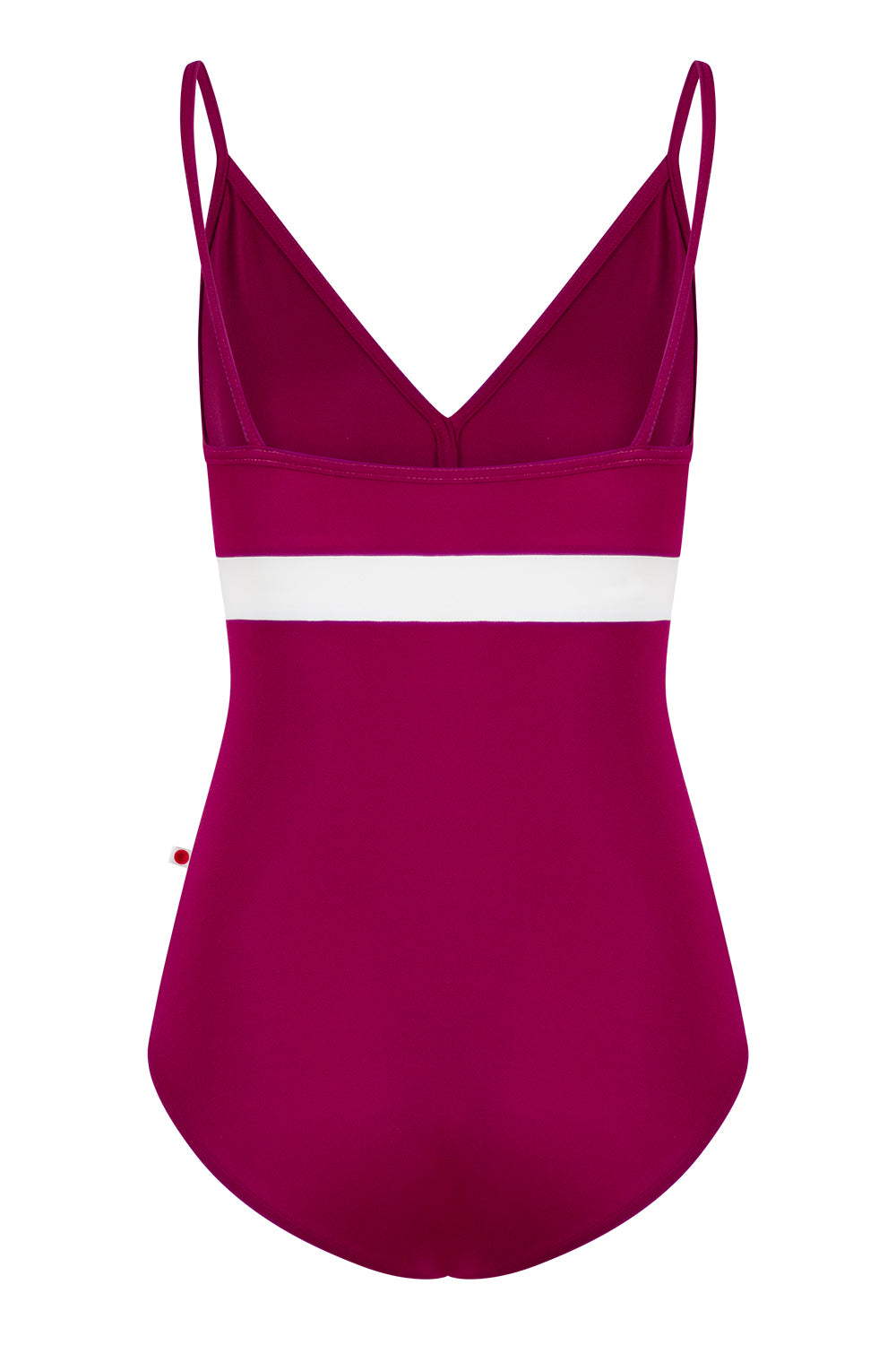 Zoe leotard in T-Maroon body, top & trim color and T-White middle band color