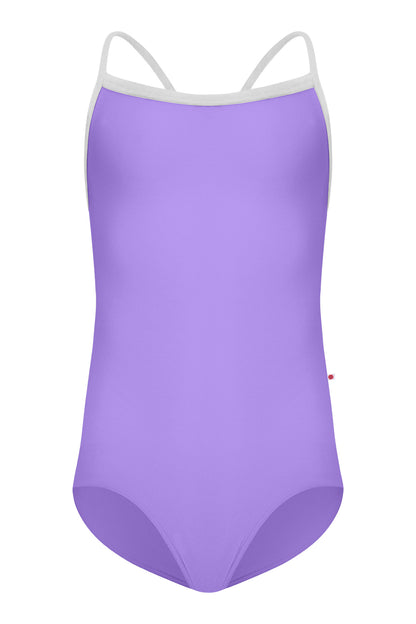 Kids Lilia leotard in T-Iris body color CV-Silver trim color