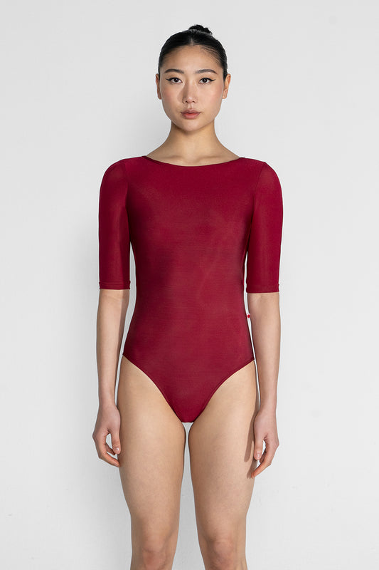 Larissa leotard in N-Berry body & trim color