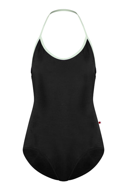 Kate leotard in N-Black body color with T-Pistachio trim color