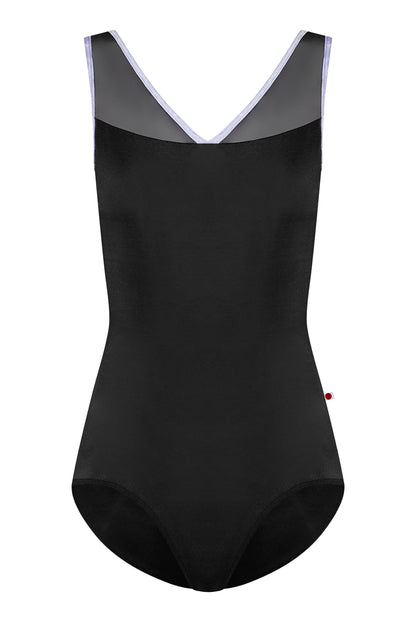 Masha leotard in N-Black body color with Mesh Black top color and CV-Black trim color