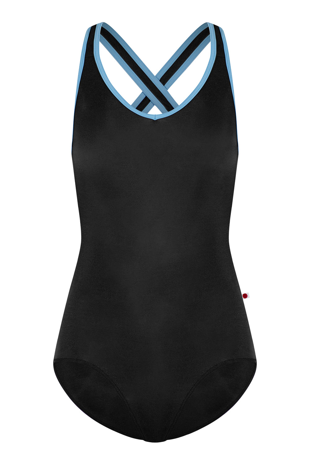 Sonoya leotard in N-Black body color with T-Bluebell trim color