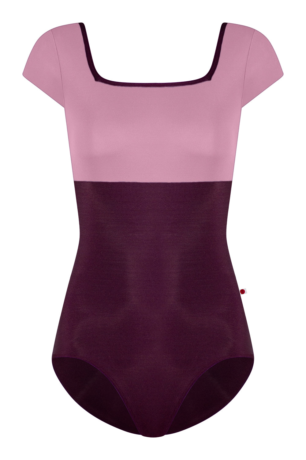 Marieke duo leotard in N-Opera body & trim color with N-Confetti top color and short sleeves